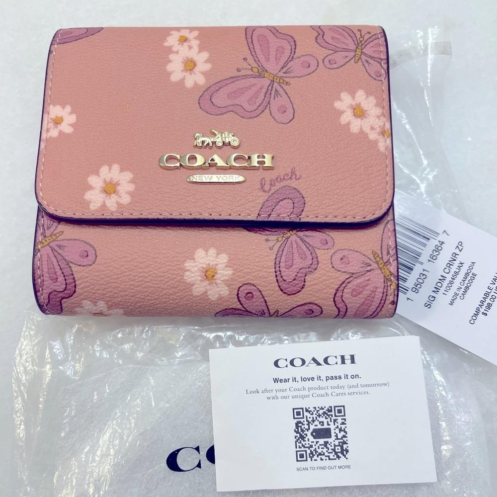 🦋Coach Small Trifold Wallet with Lovely Butterfly Print 🦋 ~ NWT